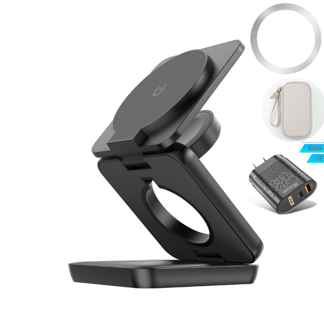 Three-in-one wireless charger foldable magnetic wireless charger suitable for Apple mobile phone wireless charger mobile phone stand desktop - V.I.P Digital Presence