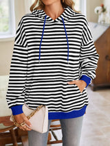 Loose casual striped hooded sweatshirt - V.I.P Digital Presence