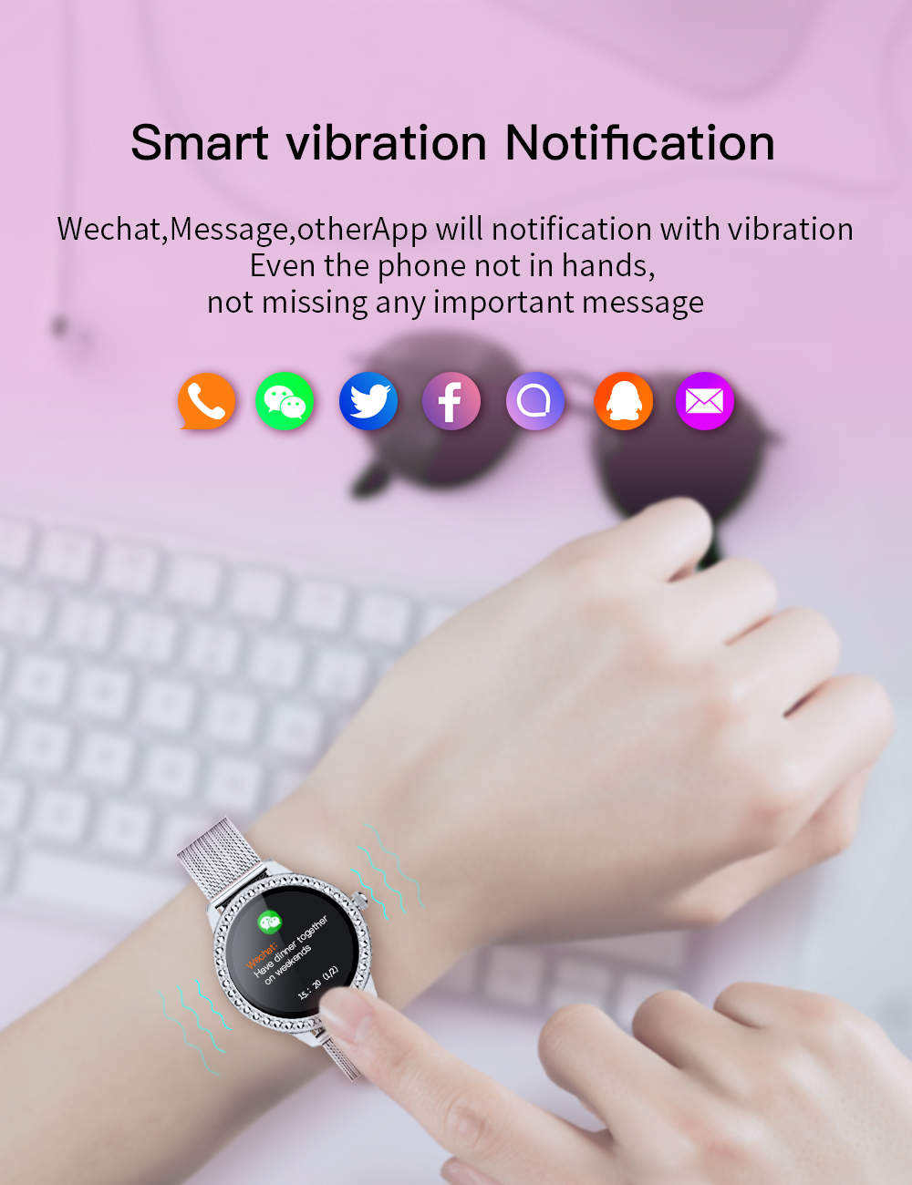 SN91 Smart Watch Full Circle Female Physiological Blood Pressure Monitoring Sports Waterproof Bluetooth Bracelet - V.I.P Digital Presence