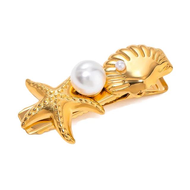 Stainless steel shell hair clip with bangs, high-end feel, ins metal hair accessories, broken hair clip at the back of the head - V.I.P Digital Presence