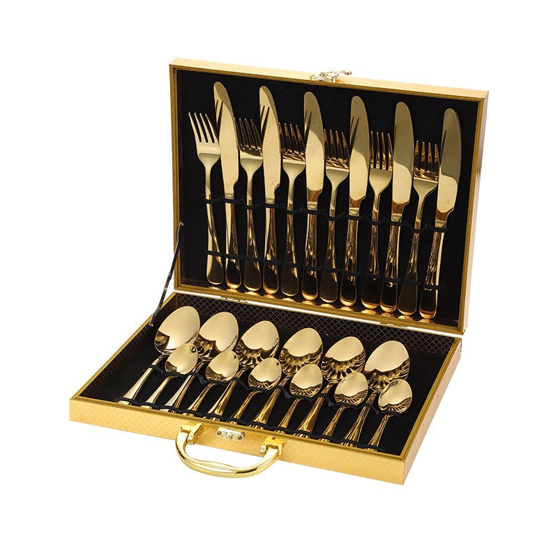 24-Piece Stainless Steel Cutlery Set Golden - V.I.P Digital Presence