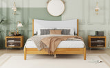 Queen Size Rubber Wooden , Solid Wooden Bed with Teddy Velvet Cushion Upholstered Headboard, Enhanced by Support Feet - V.I.P Digital Presence