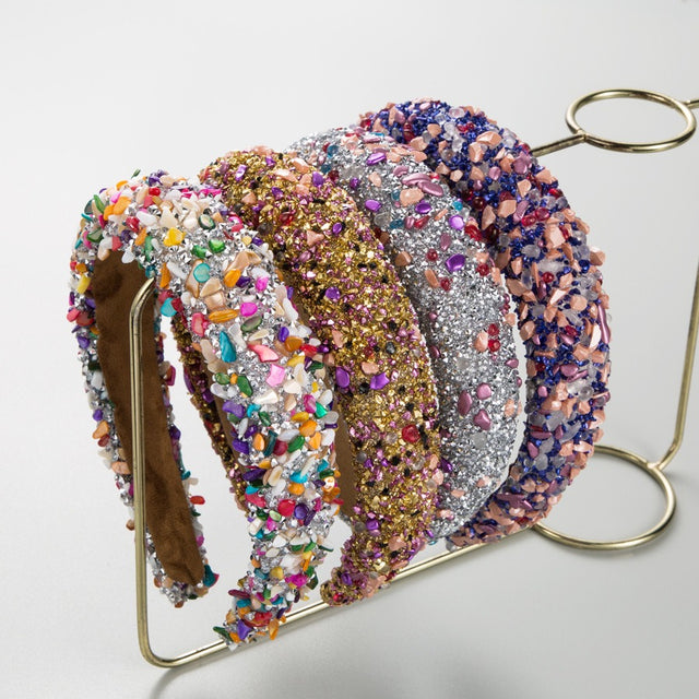 Exaggerated Baroque Colorful Crystal Candy Sponge Wide Edge Hair Hoop Headband - V.I.P Digital Presence