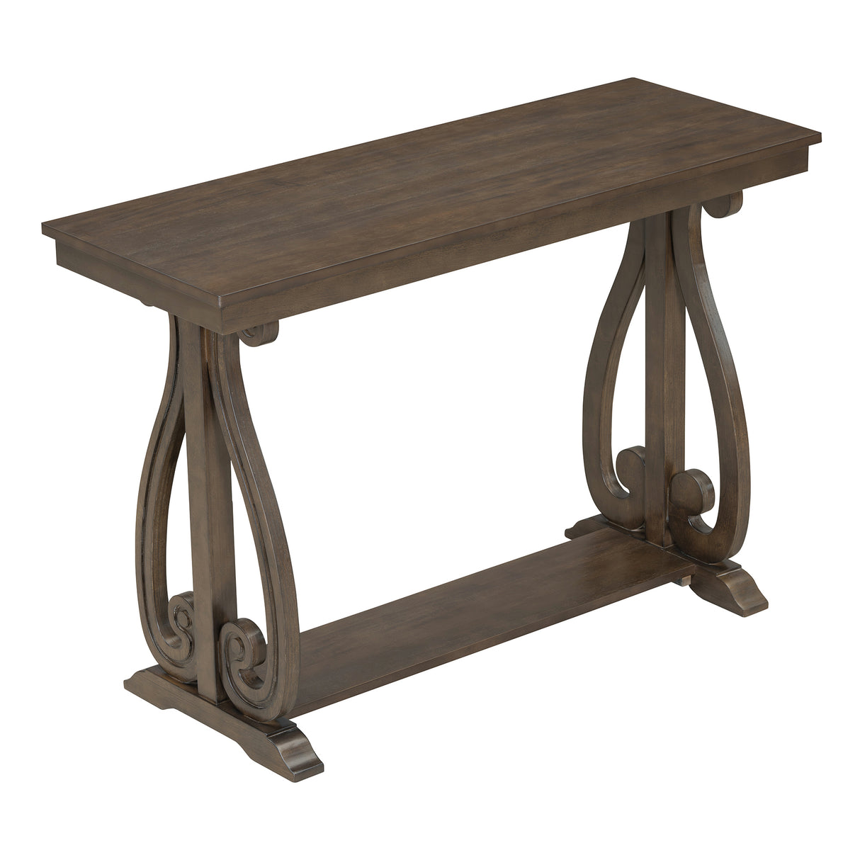 48-Inch Rustic Vintage Console Table --- Farmhouse Style Entryway Table with Open Shelf and Sturdy Construction (Walnut) - V.I.P Digital Presence
