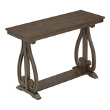 48-Inch Rustic Vintage Console Table --- Farmhouse Style Entryway Table with Open Shelf and Sturdy Construction (Walnut) - V.I.P Digital Presence