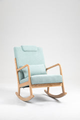 Rocking Chair Upholstered Fabric Rocking Armchair Indoor with High Backrest Glider Chairs and Lumbar Pillow for Living Room - V.I.P Digital Presence