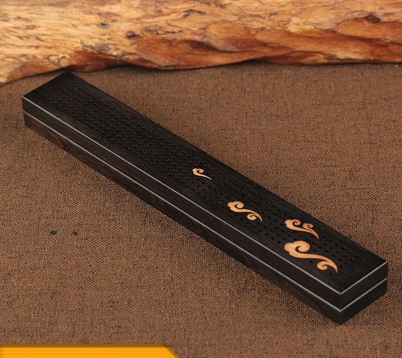 Wooden thread incense box, black sandalwood inlaid with boxwood, sleeping incense burner, incense burner, household indoor agarw - V.I.P Digital Presence