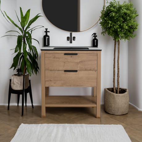30 Inch Bathroom Vanity Plywood With 2 Drawers(BVB01030IMO-BL9075BK) - V.I.P Digital Presence