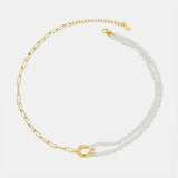 New freshwater pearl patchwork necklace made of stainless steel and 18K gold for women - V.I.P Digital Presence