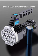 High Power LED Flashlight Powerful USB Rechargeable Torch Handheld Portable Outdoor Lamp Built-in Battery COB 7 LED Flashlights - V.I.P Digital Presence