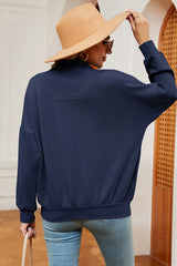 Autumn and winter new solid color zipper long sleeved loose pullover sweatshirt jacket for women - V.I.P Digital Presence