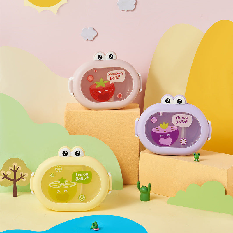 Cute little frog portable microwaveable lunch box with compartments fruit box lunch box - V.I.P Digital Presence