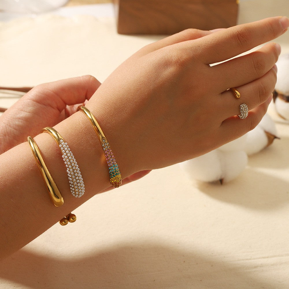 Colorful zirconium full diamond high-end fashion stainless steel casting bracelet bracelet bracelet accessories - V.I.P Digital Presence