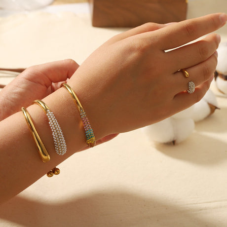 Colorful zirconium full diamond high-end fashion stainless steel casting bracelet bracelet bracelet accessories - V.I.P Digital Presence