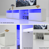 TV console with storage cabinet, 82.6-inch long LED TV stand with 31 mode switching lights (white, suitable for 75/80 inch TVs) - V.I.P Digital Presence