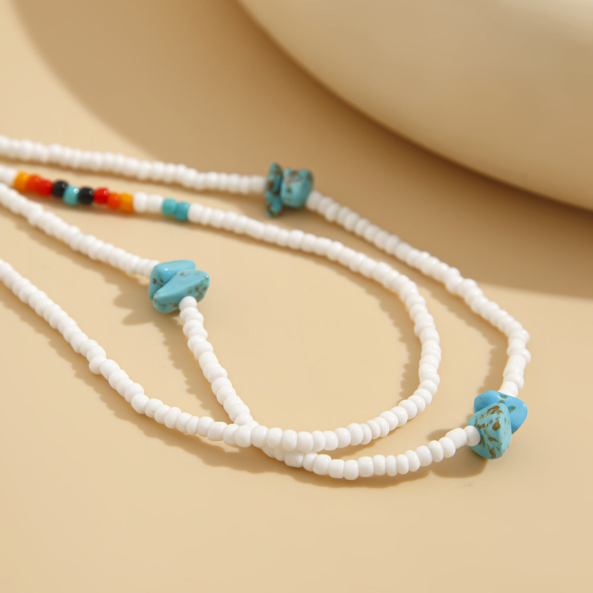 Sexy beach turquoise rice bead elastic waist chain for women's vacation style bead body chain - V.I.P Digital Presence