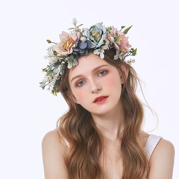 Korean garland headdress fresh big Peony corolla walk show dance headdress holiday pastoral props hair band - V.I.P Digital Presence