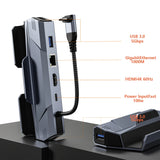 Steam Deck Dock 6 in 1 Steam Deck Rog Ally Docking Station Stand Accessories 3*USB 3.0 HDMI 4K@60Hz Gigabit Ethernet PD 100W Hub - V.I.P Digital Presence