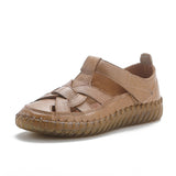 Leather perforated shoes with hollowed out toe caps for women soft soled non slip flat sandals for women - V.I.P Digital Presence