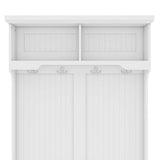 Hall Tree with Storage Shoe Bench for Entryway and Hallway, 4-in-1 Design Coat Racks with 4 Hooks for Living Room, White - V.I.P Digital Presence