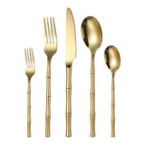 Thickened bamboo 304 stainless steel tableware knife, fork, and spoon set with titanium plated Western steak knife, fork, and spoon - V.I.P Digital Presence