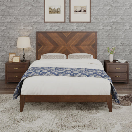 Mid-Century Modern Platform Bed Wood Slat Support with No Box Spring Needed,Full, Walnut - V.I.P Digital Presence
