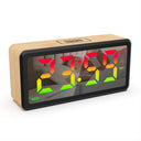 LED Wood-Grain Wooden Clock, RGB Color-Changing Dimming, Daylight Saving Time & Week Display, Desktop Electronic Alarm Clock - V.I.P Digital Presence