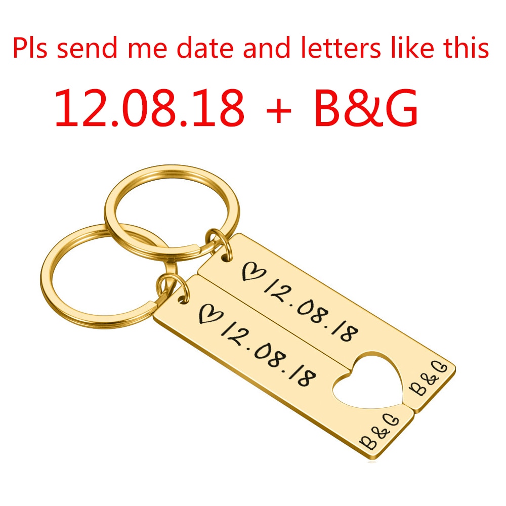 Personalized Heart Keychain Set  Engraved King Date and Name Love Keyring Gift for Couples Girlfriend Boyfriends Key Chain Rings - V.I.P Digital Presence