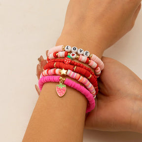Bohemian style colorful soft ceramic elastic letter LOVE bead bracelet Bracelet - V.I.P Digital Presence