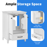 24" Bathroom Vanity with Sink, Bathroom Vanity Cabinet with One Drawer and Doors, Solid Wood and MDF, White - V.I.P Digital Presence