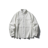 Splicing workwear long sleeved shirt men's loose casual shirt - V.I.P Digital Presence