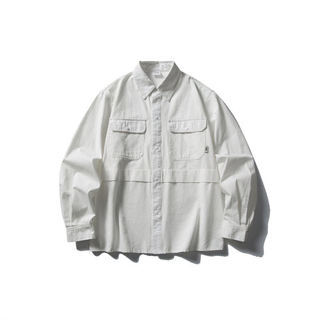 Splicing workwear long sleeved shirt men's loose casual shirt - V.I.P Digital Presence