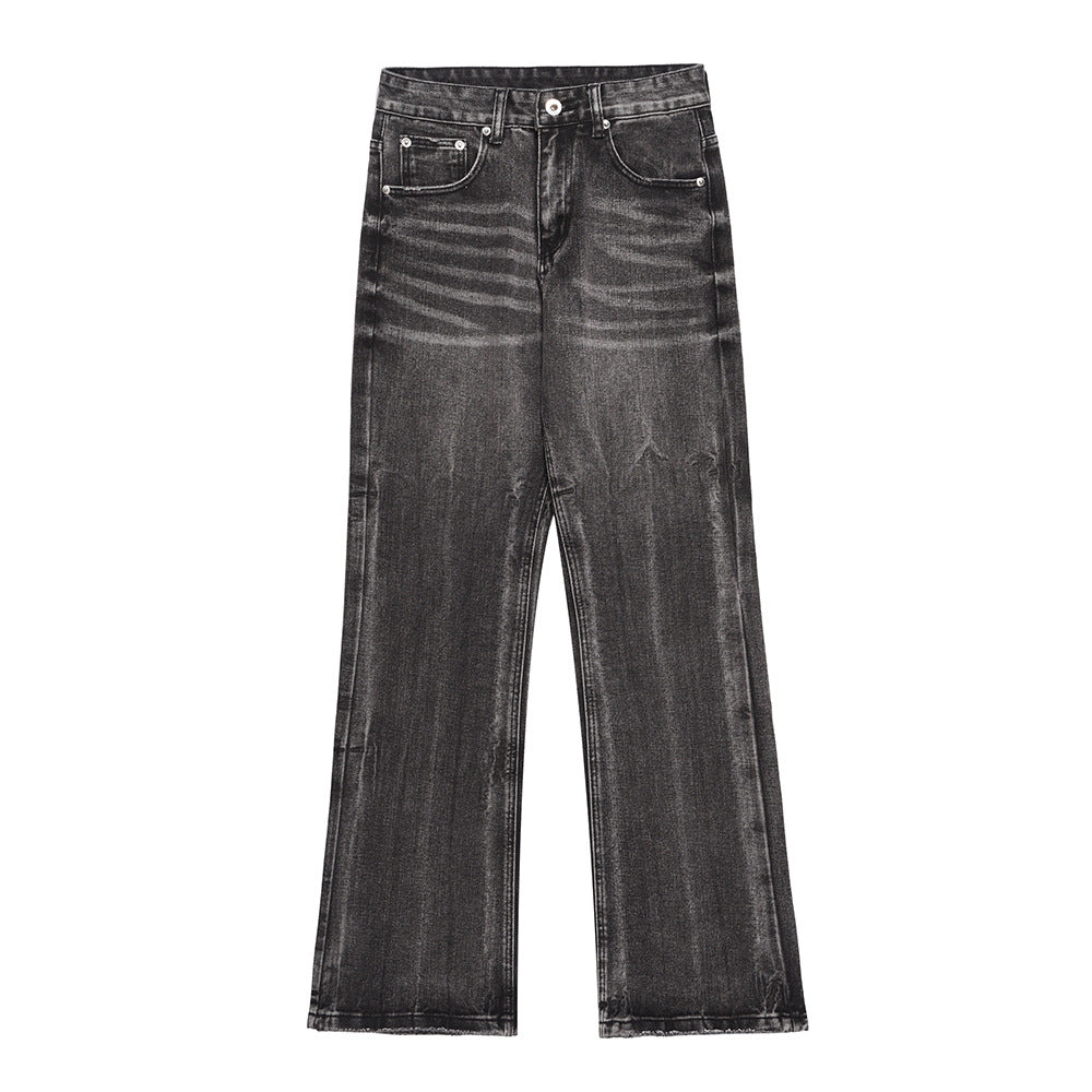 Washed Distressed Wide-Leg Jeans Men's European and American Punk INS Personalized Loose Hole Frayed Flare Pants - V.I.P Digital Presence