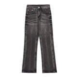 Washed Distressed Wide-Leg Jeans Men's European and American Punk INS Personalized Loose Hole Frayed Flare Pants - V.I.P Digital Presence