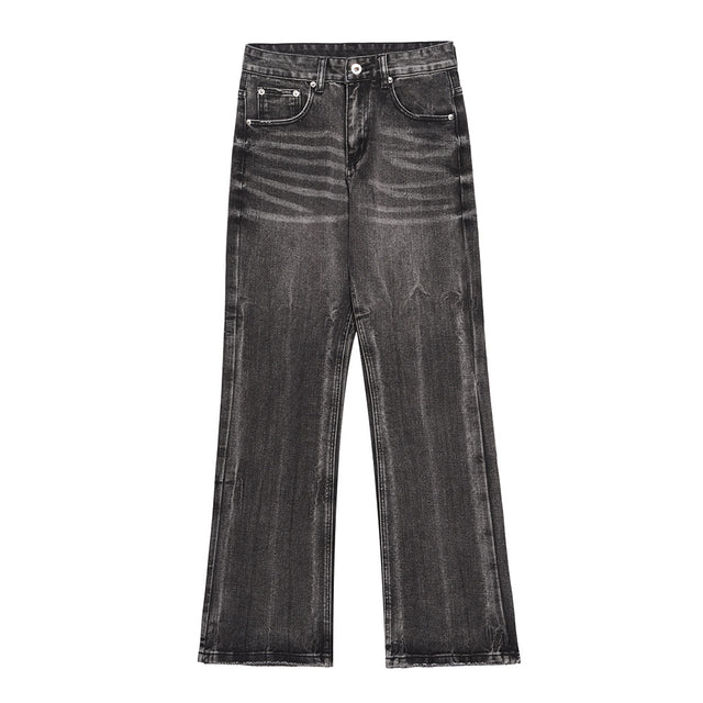 Washed Distressed Wide-Leg Jeans Men's European and American Punk INS Personalized Loose Hole Frayed Flare Pants - V.I.P Digital Presence