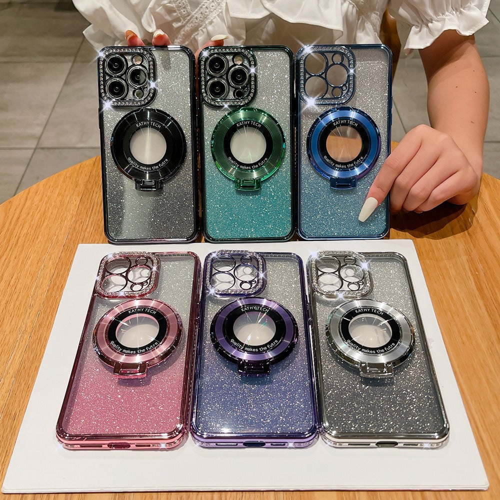 Phone case magnetic bracket Apple 14ProMax electroplated case - V.I.P Digital Presence
