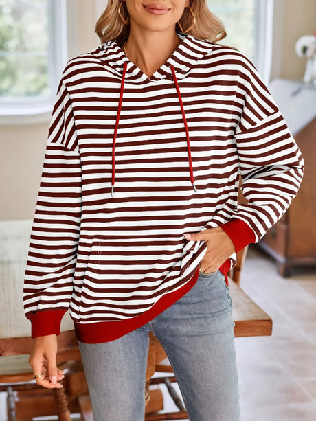 Loose casual striped hooded sweatshirt - V.I.P Digital Presence