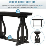 48-Inch Rustic Vintage Console Table --- Farmhouse Style Entryway Table with Open Shelf and Sturdy Construction (Black) - V.I.P Digital Presence