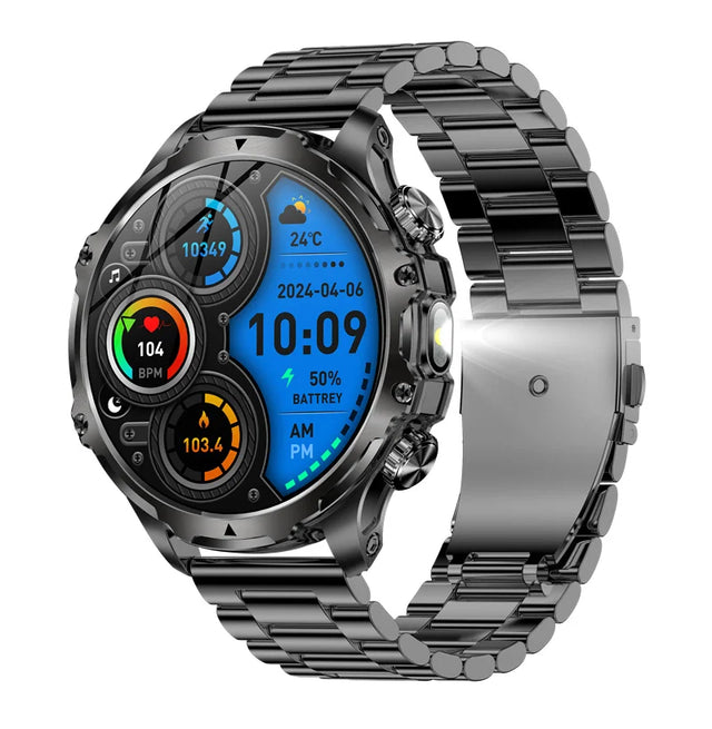 AK75 Smart Watch Flashlight  Men Outdoors Sports Fitness Tracker 700mah Large Battery BT Calling LED Light Smartwatch - V.I.P Digital Presence
