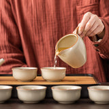 Ru Kiln Chinese Kung Fu Tea Set Household Ceramic Xishi Pot Hovering Cover Bowl Tea Cup Set - V.I.P Digital Presence