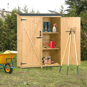 Outdoor 5.3ft Hx4.6ft L Wood Storage Shed Tool Organizer,Garden Shed, Storage Cabinet with Waterproof Asphalt Roof Natural - V.I.P Digital Presence