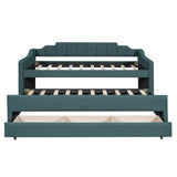 Twin Size Upholstered Daybed with Trundle and Three Drawers,Green