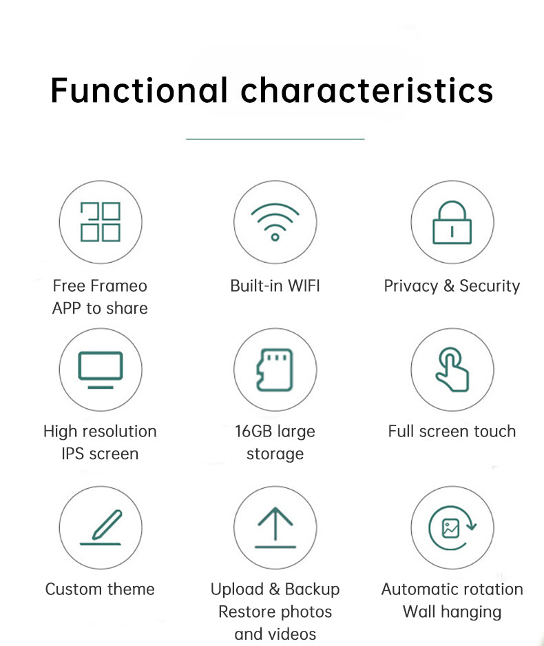 Frameo cloud photo frame WiFi digital photo frame 16G memory smart photo album - V.I.P Digital Presence