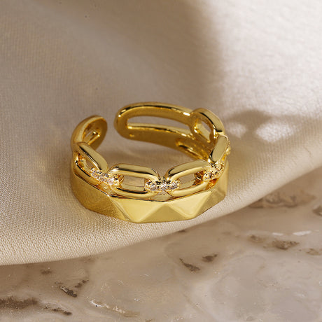 European and American luxury high-end ring for women, niche geometric opening ring, new - V.I.P Digital Presence
