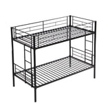 Double decker bed, size above twin bed, with 2 ladders and full-length guardrail, metal, storage space, black - V.I.P Digital Presence