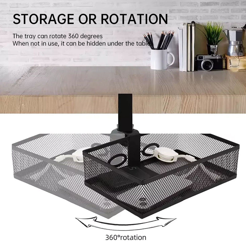 Mesh Desk Organizer with Clamp-on Swivel Pencil Drawer, having a hidden, sturdy C-Clamp mount system and easy installation. - V.I.P Digital Presence