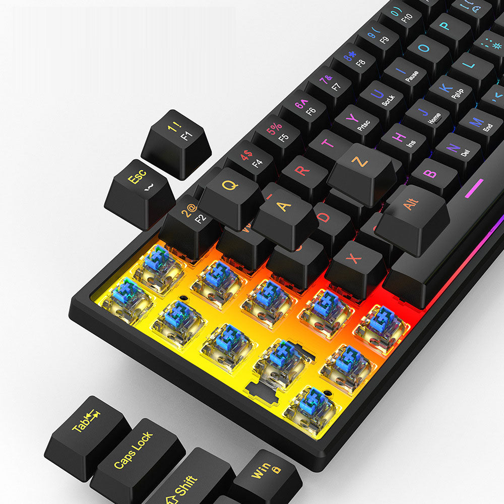 Plug in mechanical keyboard with blue shaft and 61 keys, mini portable wired detachable mechanical keyboard for esports - V.I.P Digital Presence