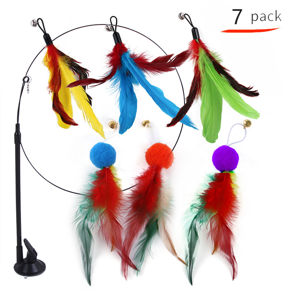 Suction cup cat toy stick that can be attached and held with steel wire multi head interchangeable cat toy and pet supplies - V.I.P Digital Presence