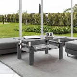 Set of 2, Modern Tempered Glass Tea Table Coffee Table End Table, Square Table for Living Room, Black - V.I.P Digital Presence