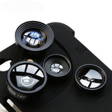 4 in 1 Mobile Phone Lensese Cases Full Coverage For iPhone X 8 7 6S 6 Plus Wide Angle Macro Fisheye Phone Lenses Black Case - V.I.P Digital Presence